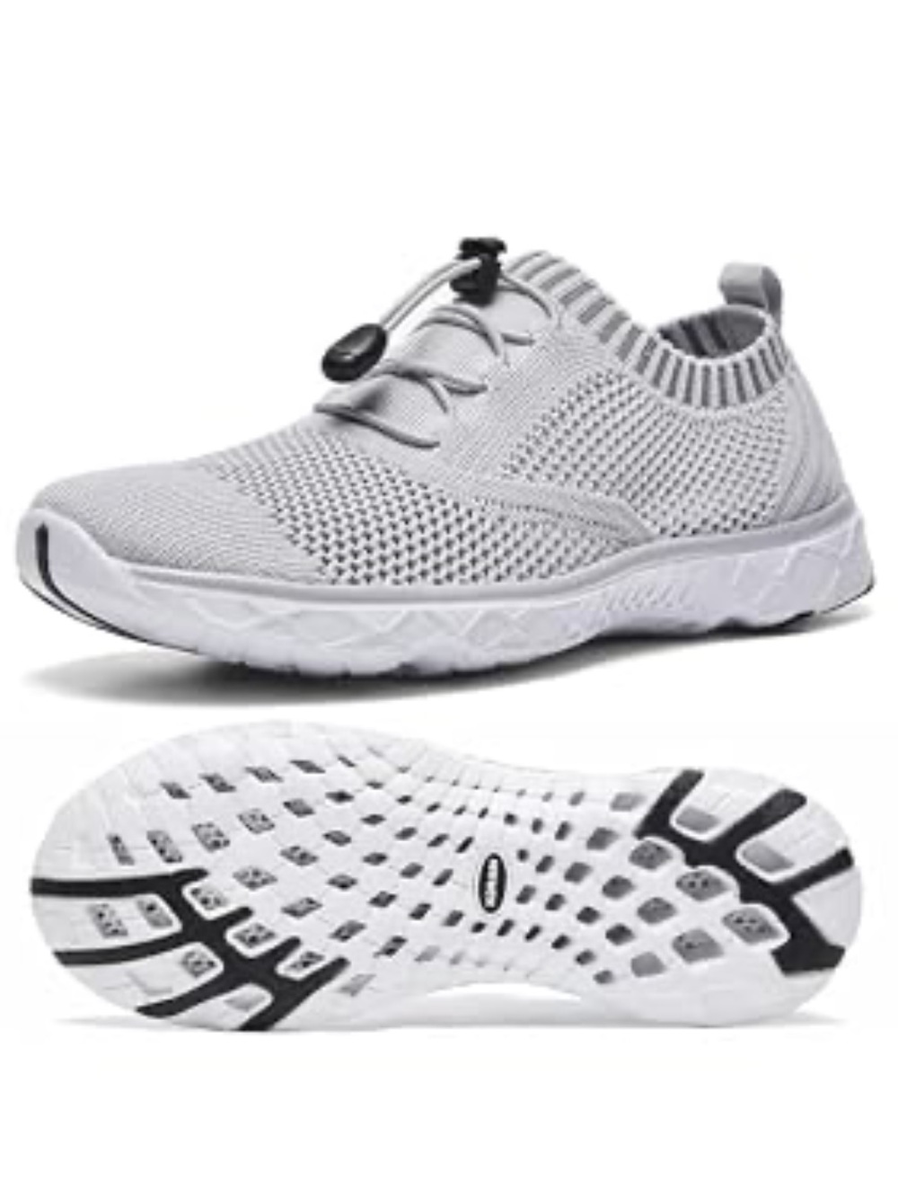 Light Gray Knit Slip-On Athletic Water Shoes Sneakers